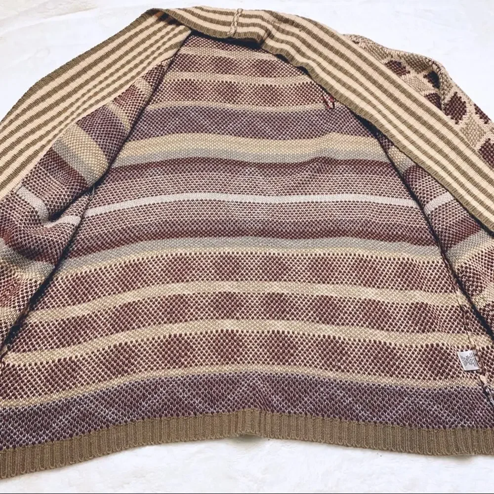 ENTRO Aztec Print Boho Tan Long Cardigan Sweater size Medium